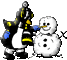 penguin with snowman